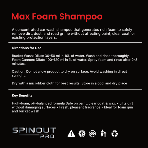 Spinout Pro_Max Foam Shampoo Instruction Max Foam Shampoo